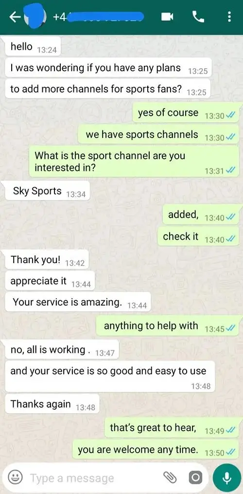 Client feedback on Best high-quality IPTV service UK