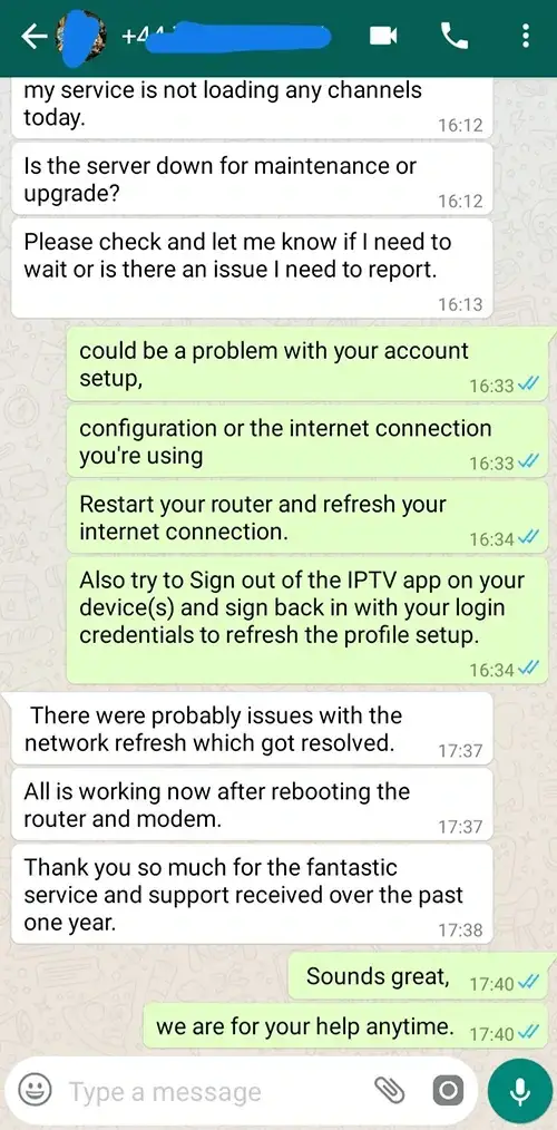 Client feedback on Best high-quality IPTV service UK
