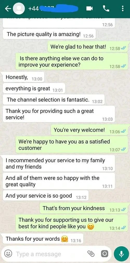 Client feedback on Best high-quality IPTV service UK